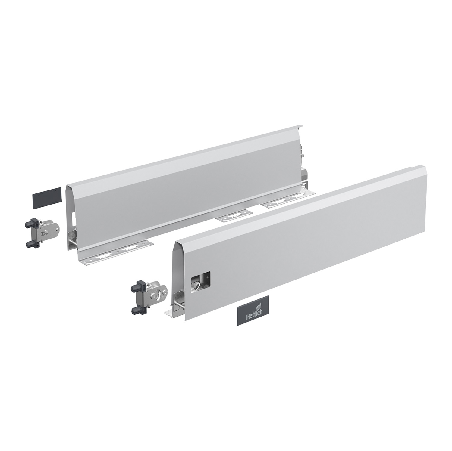 Hettich ArciTech Set Zarge, Zargenhöhe 126 mm x NL 500 mm, silber, links und rechts 9150627