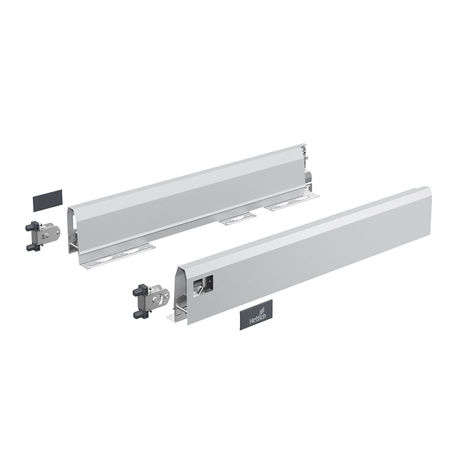 Hettich ArciTech Set Zarge, Zargenhöhe 94 mm x NL 450 mm, silber, links und rechts 9150618