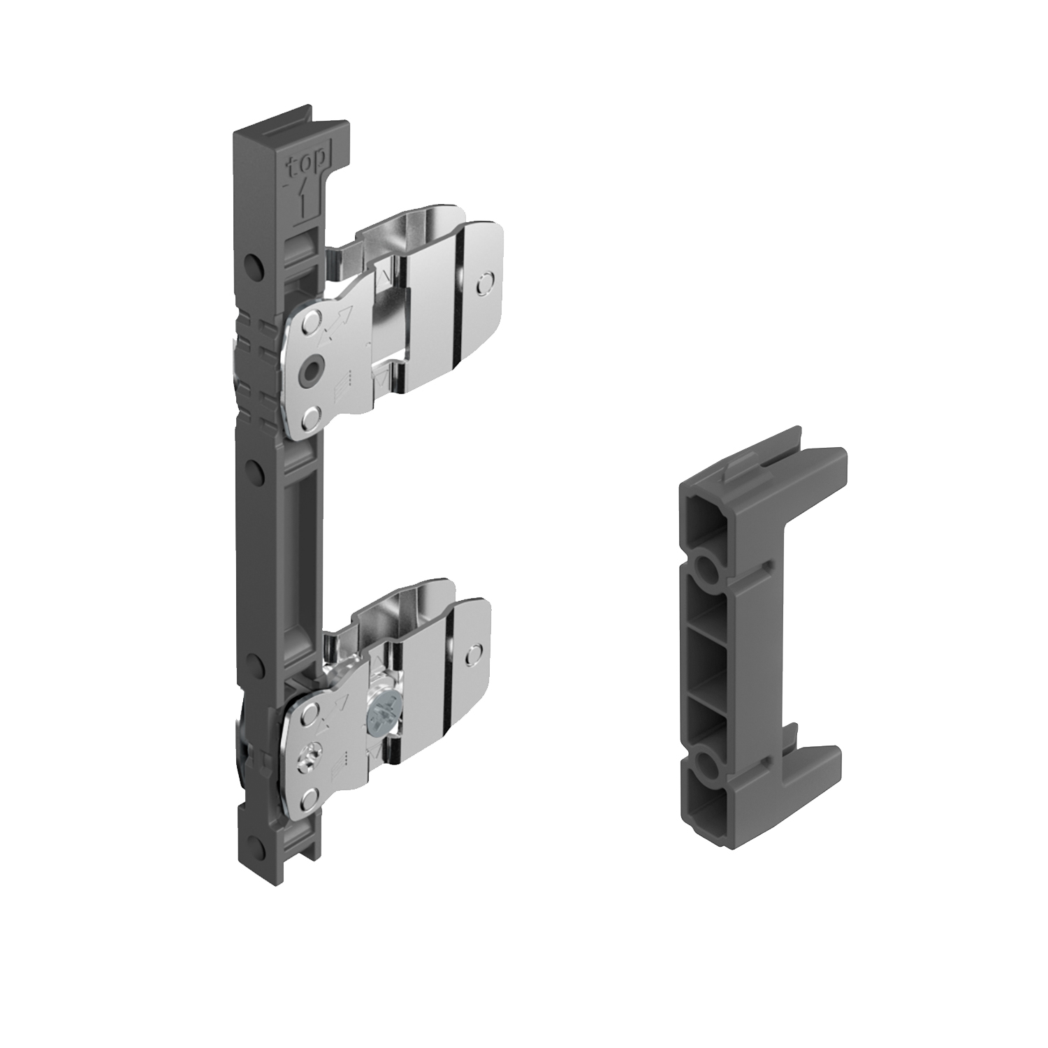 Hettich AvanTech YOU Set Frontbefestigung und Stabilisator für Zarge, Höhe 251 mm, zum Anschrauben 9359507