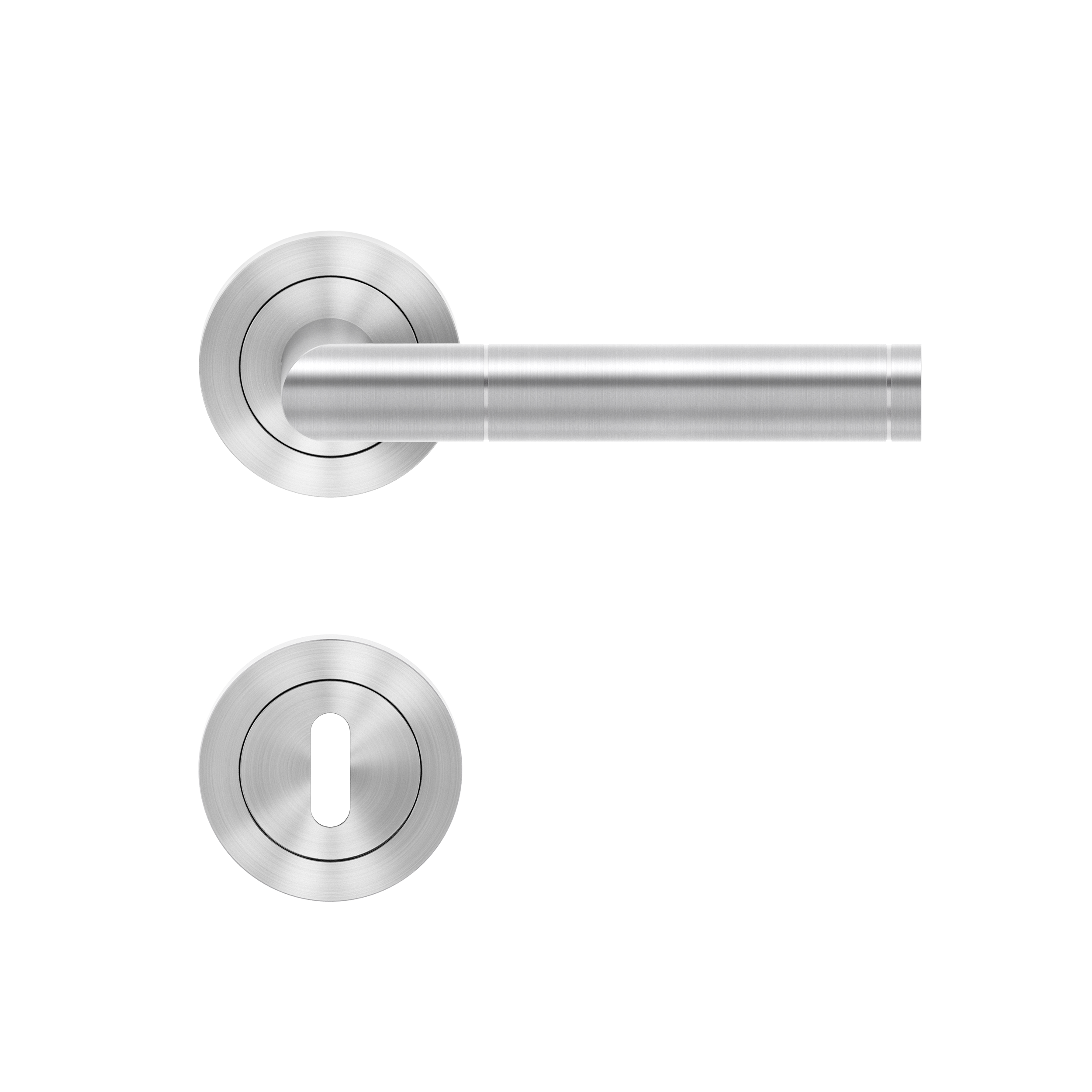 Karcher ZT Drückergarnitur, Rio Steel ER34 - BB, Edelstahl matt, 3-teilige Rosetten -Gk3