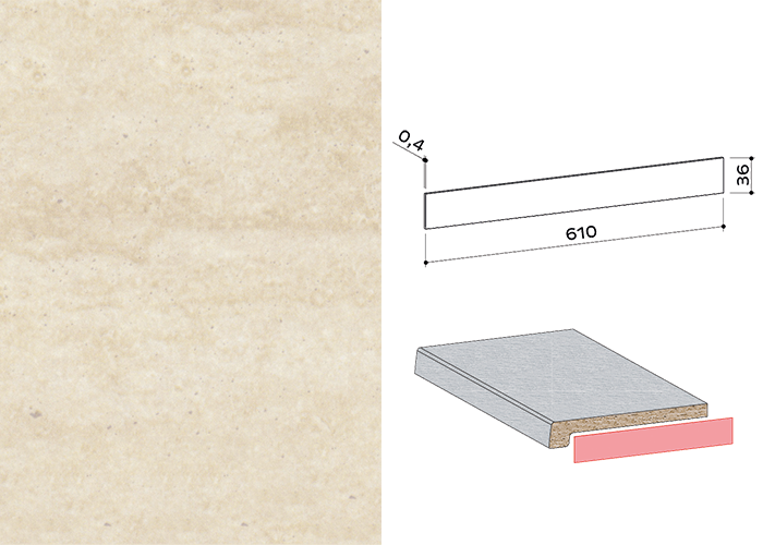 Werzalit Fensterbanklaminate 610x36mm dolomit 310, glatt seidenmatt 24023310