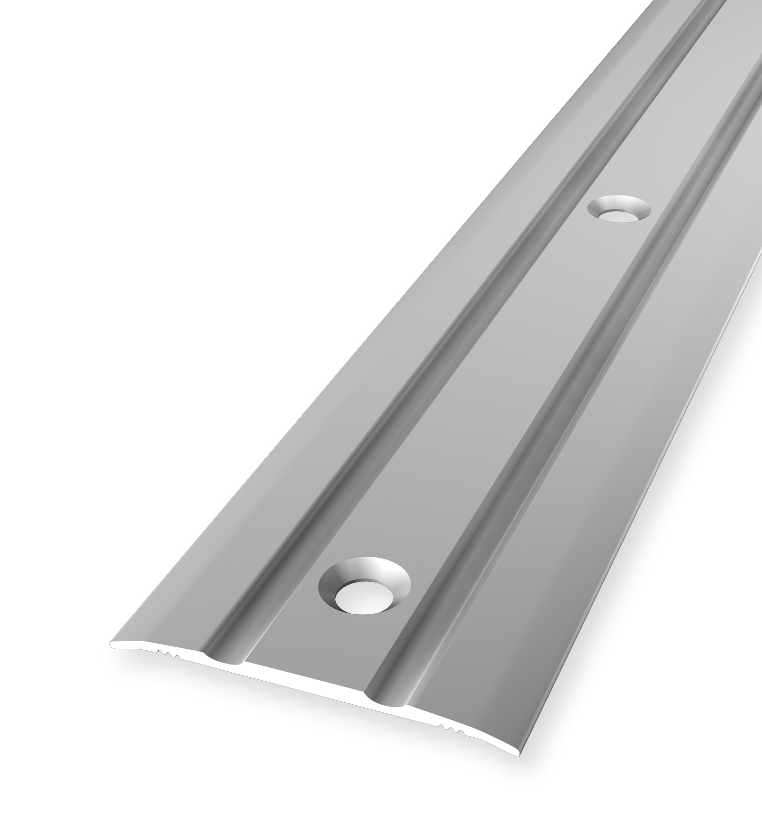 Parkettfreund Übergangsprofil PF 438, 38x2,5x2mm, 0-99mm, 1m, Aluminium eloxiert silber mittig versenkt gebohrt , SB-verpackt 10381004