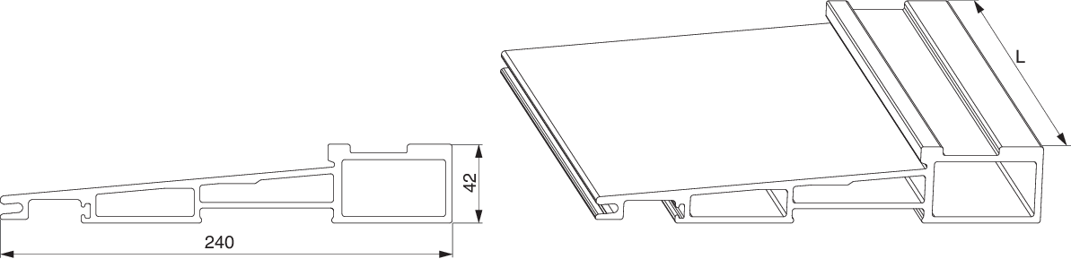Maco Grundkörper HS-ST in GFK B=240mm H=42mm L=6.500mm silber 466913