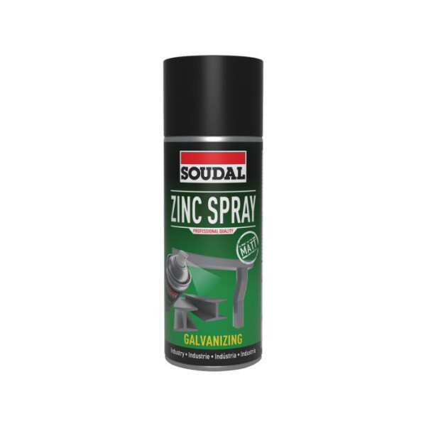 Soudal Zink-Spray (98 % Zink) 400 ml, m. mattem Finish, zum Kaltgalvanisieren schützt verzinktes und unbehand. Eisen und Stahl vor Korrosion. 154607