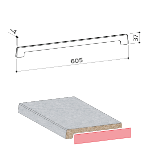 Werzalit Seitenabschlusskappe 37X605 mm 400 polarweiss, Exclusiv 34 21305400