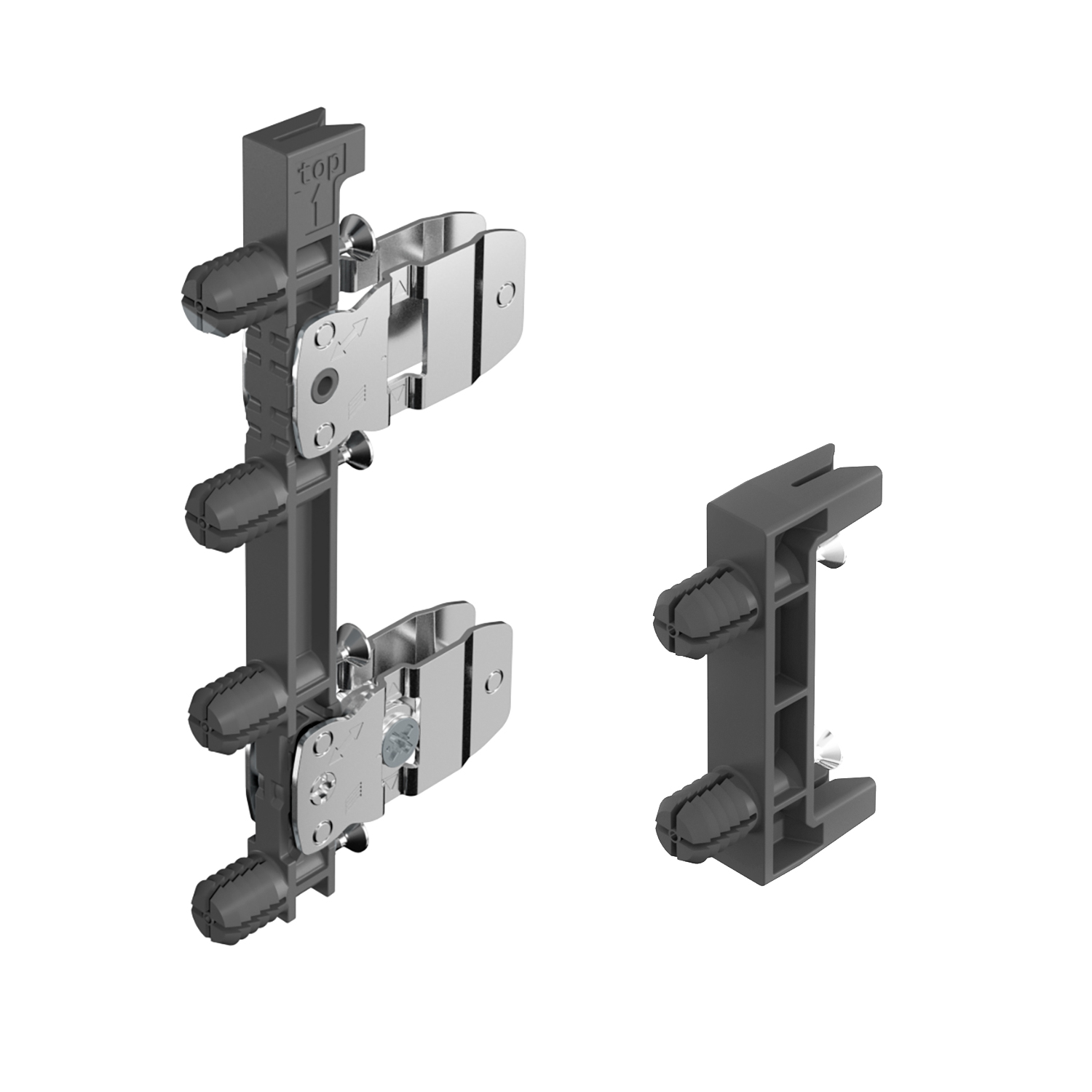Hettich AvanTech YOU Set Frontbefestigung und Stabilisator für Zarge, Höhe 251 mm, zum Einschlagen 9359508
