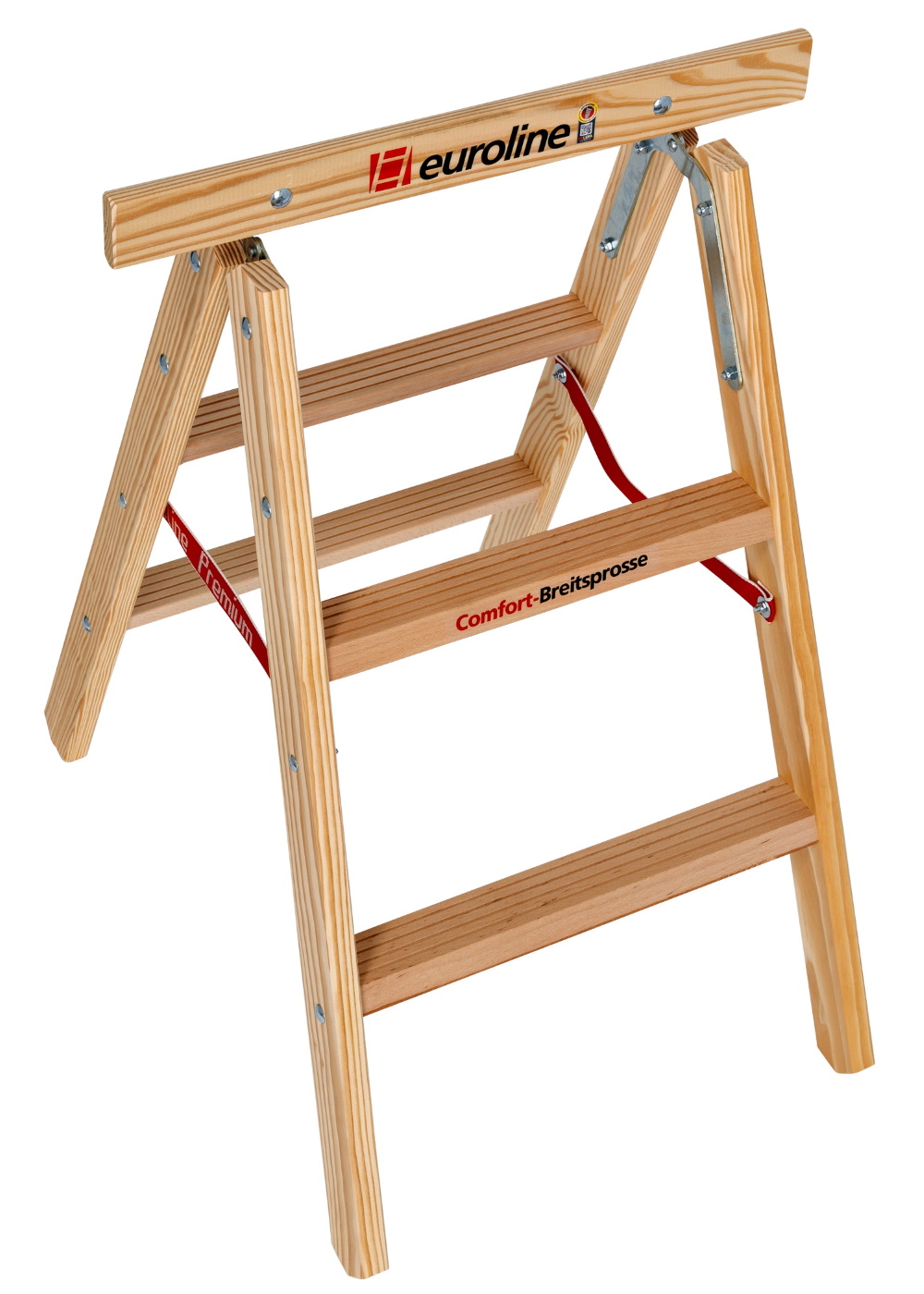 Holz-Tapezierbock mit Comfort-Breitsprosse 2 x 2 Sprossen 0,8m 1150402 4003311115421 Euroline