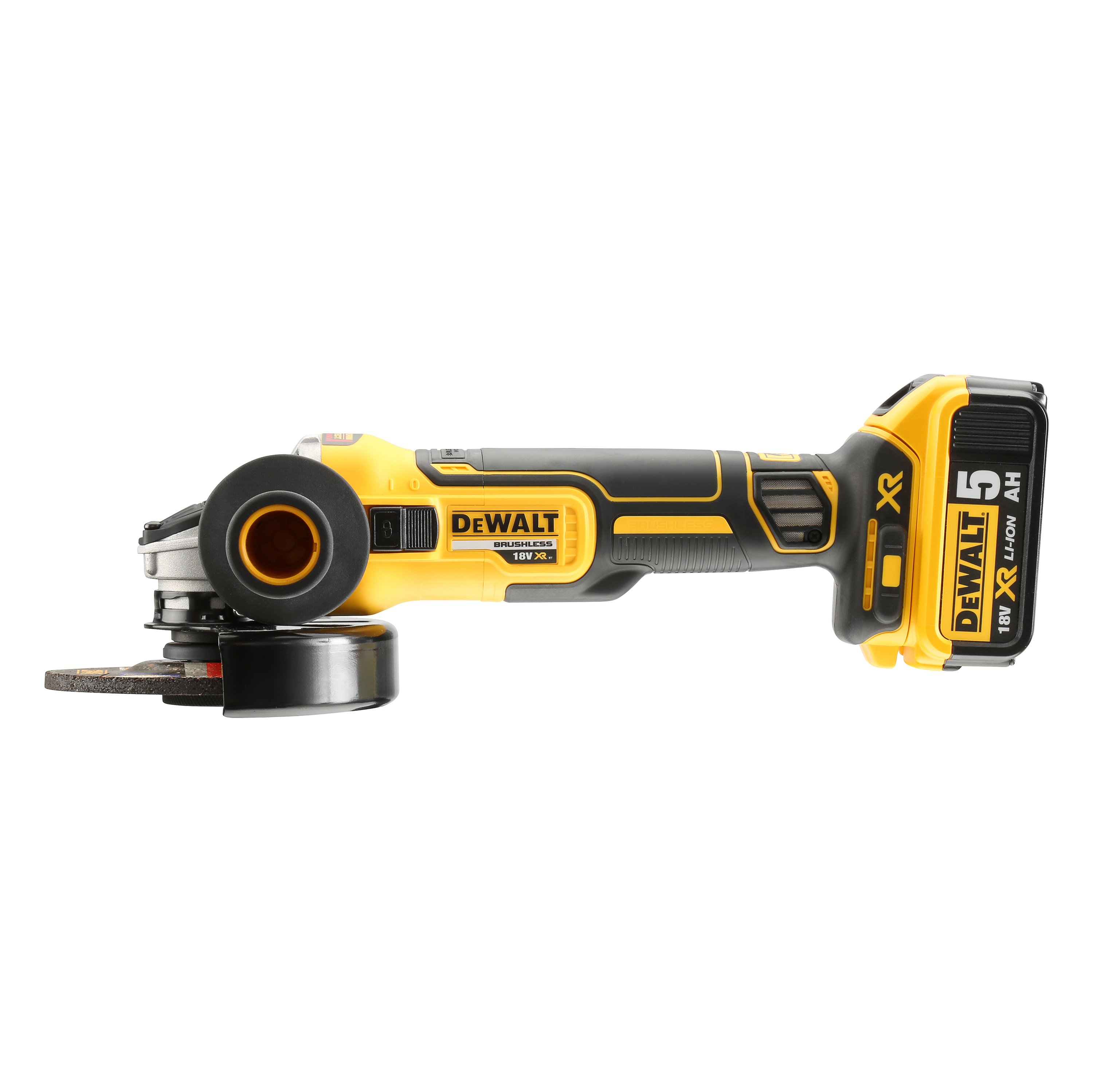 Dewalt Akku Winkelschleifer 18V 125mm mit 3x 5Ah Xr Li-Ion Akku und Schnellspannmutter DCG405P3-QW