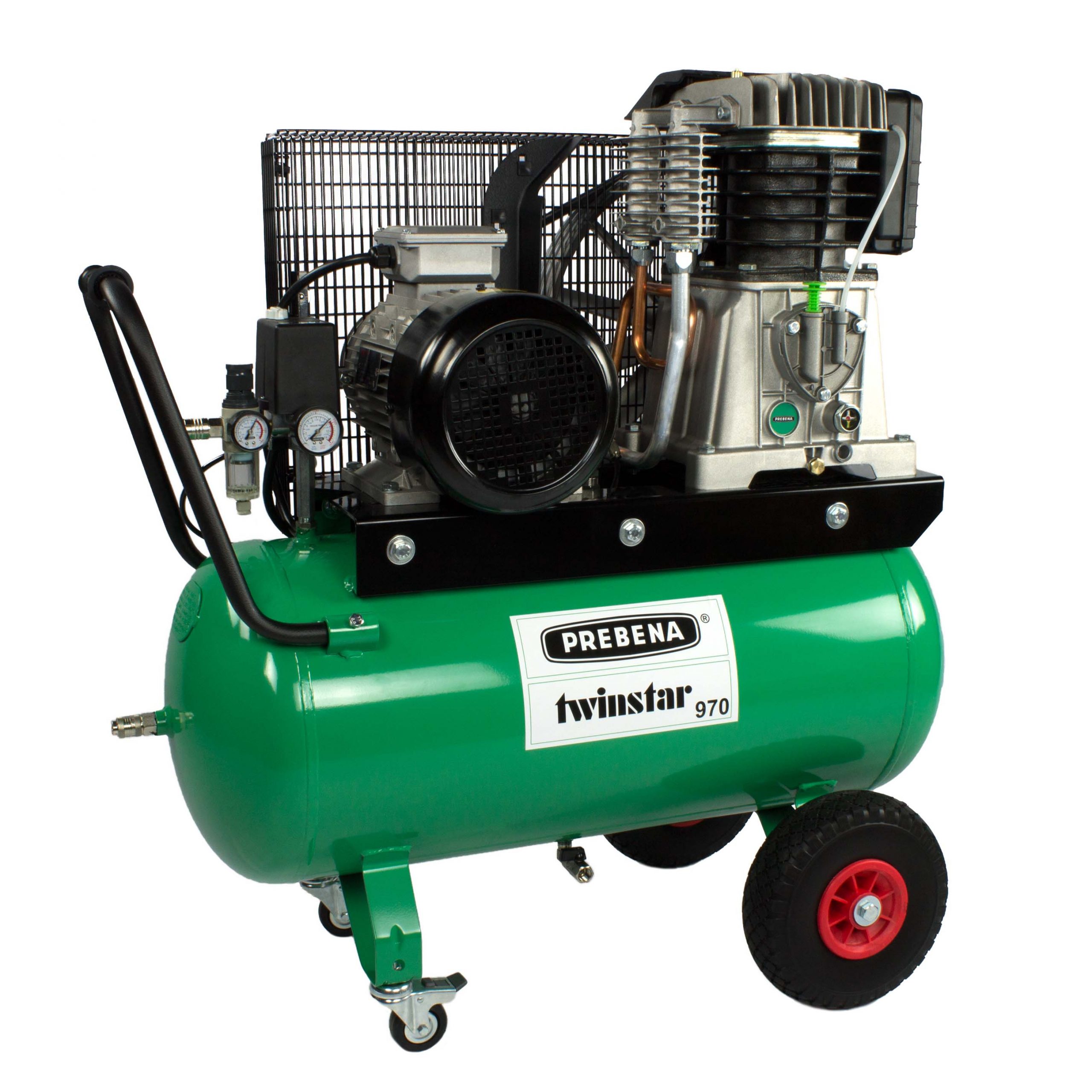 Prebena Kompressor 0-TWINSTAR970 400 Volt 5500 Watt 90 Liter Kessel,10 Bar, Ansaugleistung:950 Liter Füllleistung:620 Liter