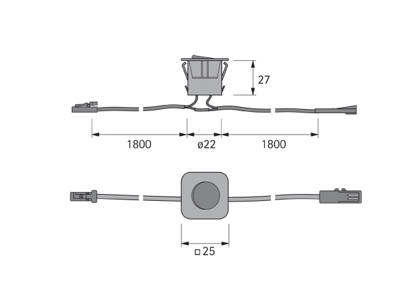 Einbauwippschalter Alu Op1x M1, 1x M1-F