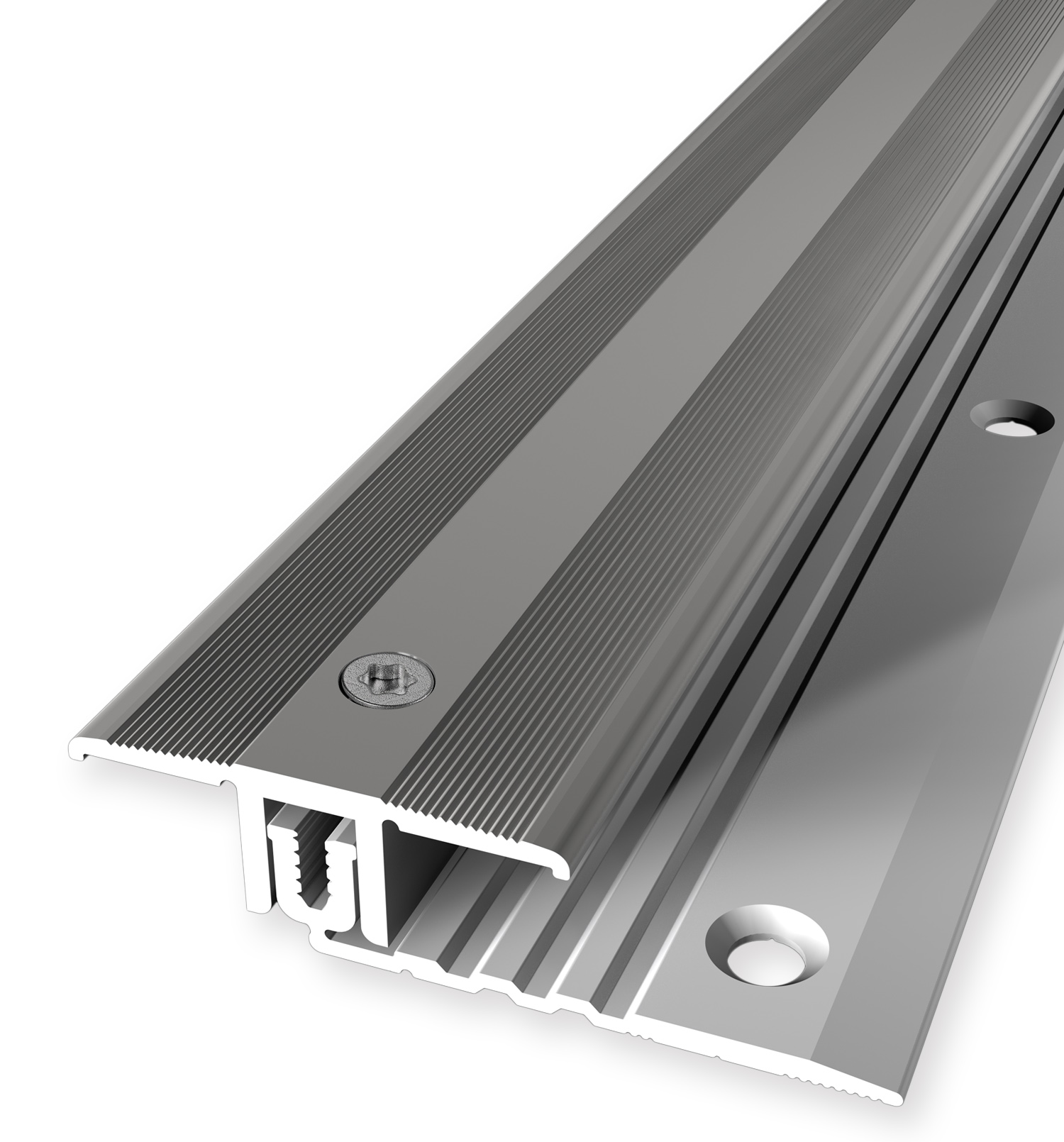 Parkettfreund Übergangsprofil PF 488, 34x11mm, 7-15mm, 2,7m, Aluminium eloxiert edelstahloptik versenkt gebohrt , SB-verpackt 19502702