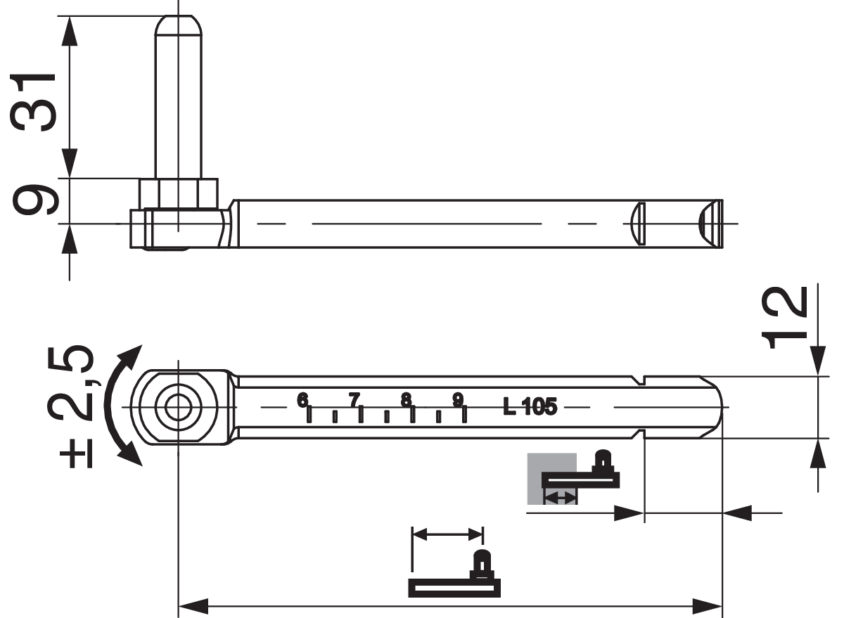 Maco Verstellkloben L85 Gr.0 209422 (209417 alt)
